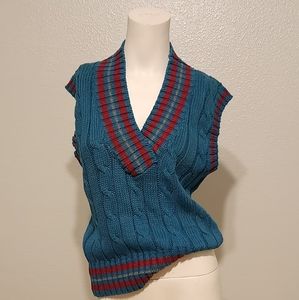 VINTAGE WOMEN'S V-NECK SWEATHER  NO SLEEVE OUTBACK RED   SIZE S